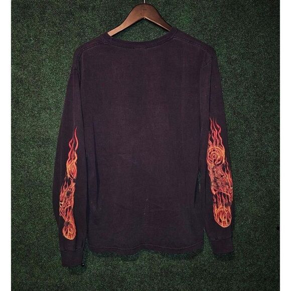 Y2k skull flames bike longsleeve tshirt - Picture 3 of 7